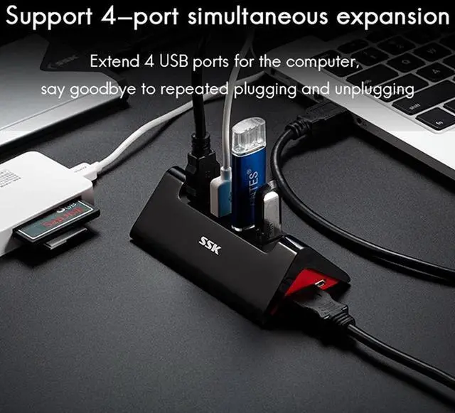Alt view image 3 of 5 - USB HUB 2.0 Multi USB 2.0 Splitter High Speed 4 Ports USB Hub for PC Tablet Laptop Accessory TF SD Card Reader