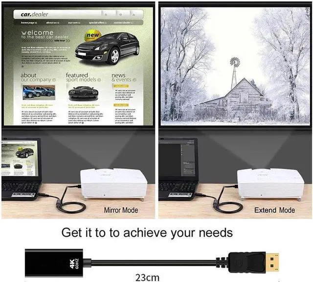 Alt view image 4 of 7 - DisplayPort to HDMI 4K@60K Gold-Plated DP Display Port to HDMI Adapter Male to Female Compatible DP to HDMI M/F Convertor