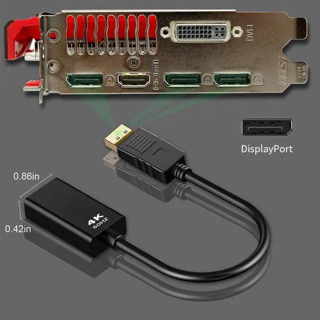 Alt view image 6 of 7 - DisplayPort to HDMI 4K@60K Gold-Plated DP Display Port to HDMI Adapter Male to Female Compatible DP to HDMI M/F Convertor