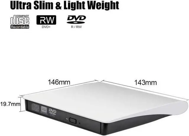 Alt view image 7 of 7 - xternal CD DVD Drive, USB 3.0 Portable CD/Dvd +/-Rw Drive Slim Dvd/CD Rom Rewriter DVD Burner For Laptop Desktop PC Windows 10/8/XP and Linux Mac Os