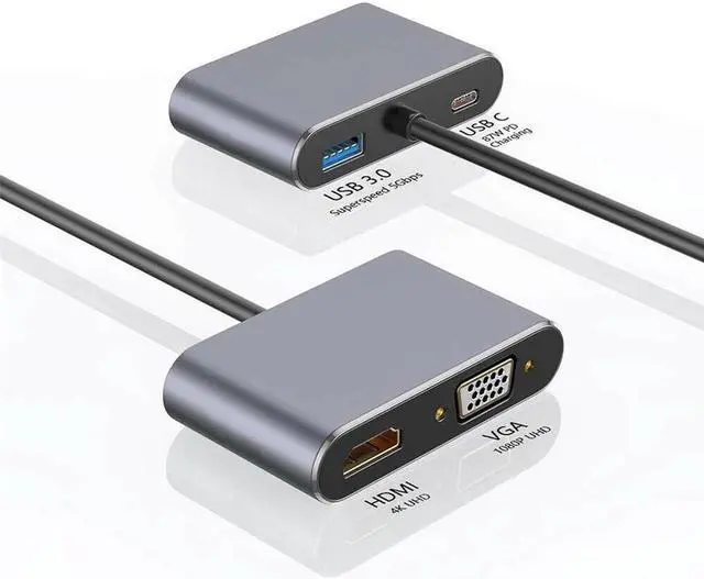 Alt view image 5 of 7 - USB C HUB Type C To HDMI A VGA With 87W PD Charge Port Type C Dock Splitter For MacBook Laptop USB Type-C Converter HUB Adapter