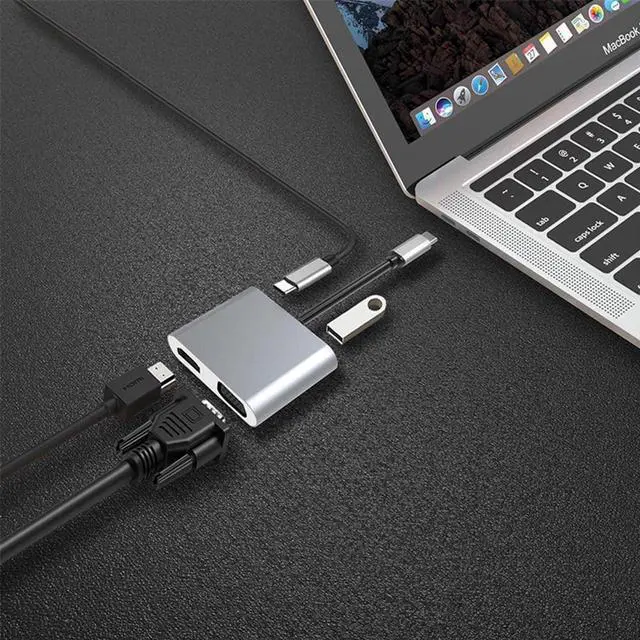 Alt view image 2 of 7 - USB C HUB Type C To HDMI A VGA With 87W PD Charge Port Type C Dock Splitter For MacBook Laptop USB Type-C Converter HUB Adapter