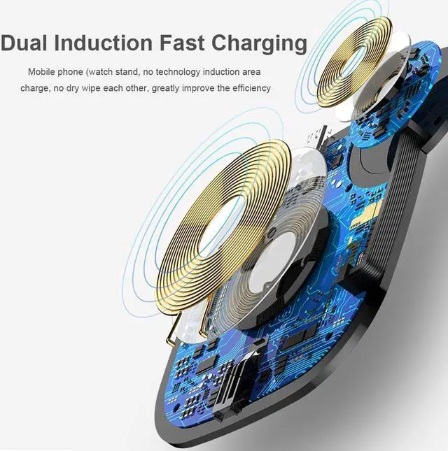 Alt view image 2 of 7 - 2 In 1 Mobile Phone Fast Charging Charger Station Stable Wireless Auto Induction For Universal IPhone 10W 7W 5W Magnetic Charger For iWatch 2W