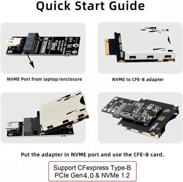 Alt view image 7 of 7 - Aomoproing  CFexpress Type-A to Type-B Memory Card Kit Case CFE CFA to CFB Adapter Compatible with Camera 8K RAW PCIe Expansion