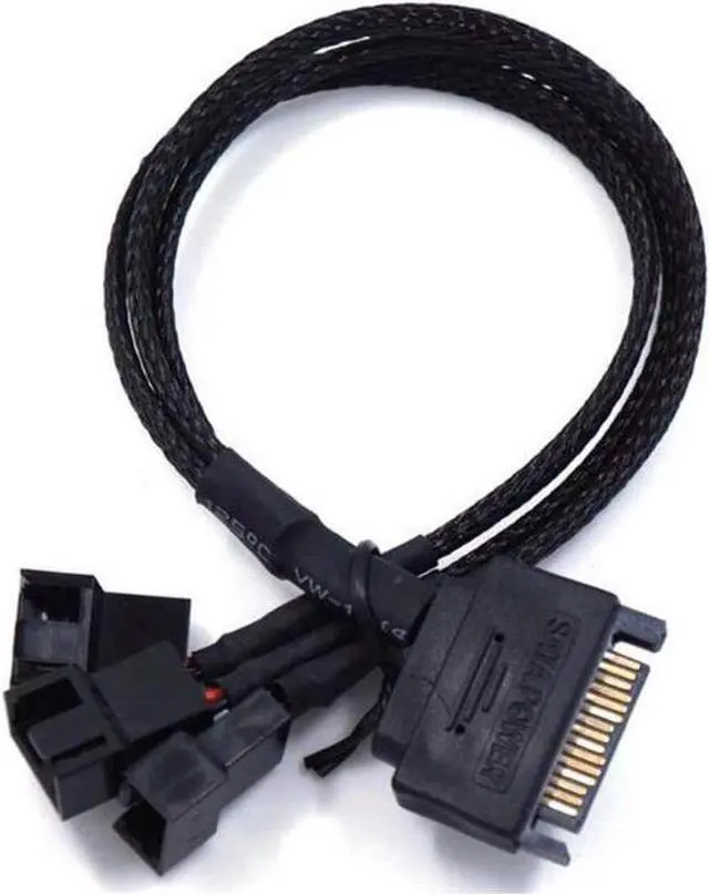 Main image of SATA to 3 x 3 Pin / 4 Pin PMW 12V PC Case Fan Power Adapter Cable, 3-Pin or 4-Pin (PWM Connector) to 15 Pin SATA Computer Cooler Cooling Fan Splitter Y Power Cable 2-Pack