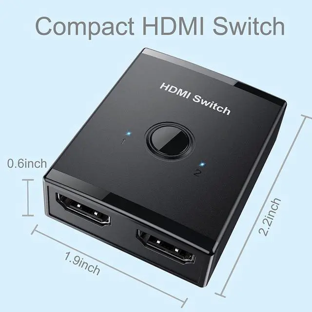 Alt view image 3 of 7 - HDMI Switch 4K @60hz HDMI Splitter, HDMI Switcher 2 in 1 Out, Bi-Directional HDMI Hub Supports HD for Xbox PS5/4/3 Blu-Ray Player Fire Stick Roku