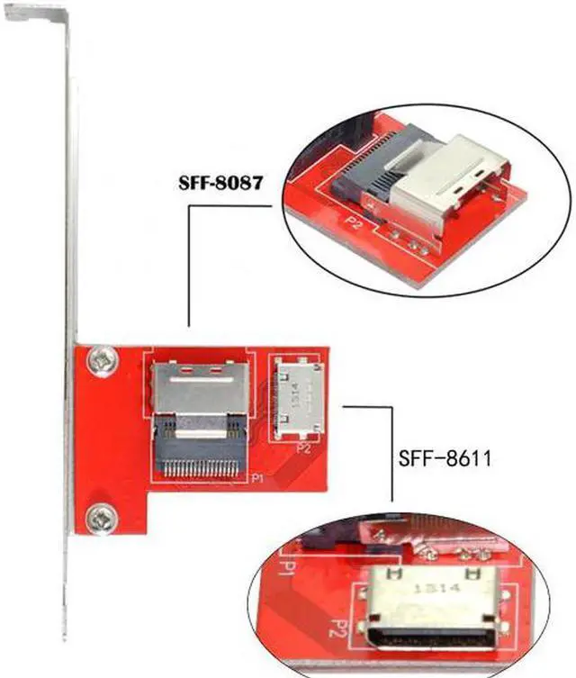 Alt view image 3 of 7 - Aomoproing PCI-Express 4.0 Mini SAS SFF-8087 to Oculink SFF-8611 SFF-8612 PCBA Female Adapter With Bracket