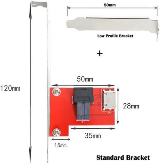 Alt view image 2 of 7 - Aomoproing PCI-Express 4.0 Mini SAS HD SFF-8643 to Oculink SFF-8611 SFF-8612 PCBA Female Adapter With Bracket