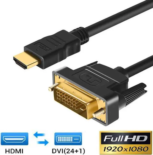 Main image of 1080P 3D Bi-directional HDMI to DVI (DVI to HDMI) Cable DVI-D 24+1 Pin Adapter Cables for LCD DVD HDTV XBOX High Speed DVI to HDMI Cable (9.9FT / 3M)