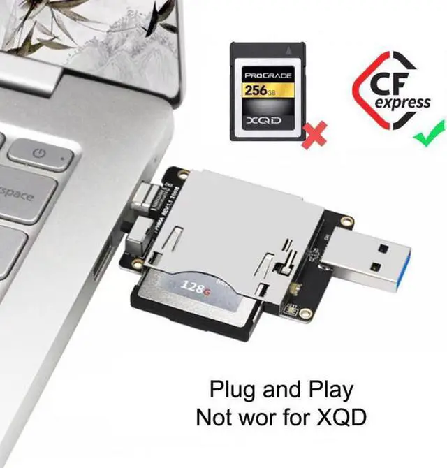 Alt view image 2 of 7 - Aomoproing USB3.1 Type-CType-A to CF Express Extension Card Reader for CFE Type-B Support R5 Z6 Z7 Memory Card