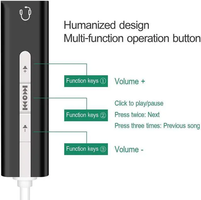 Alt view image 2 of 5 - USB External Sound Card 7.1 Adapter cable 2 in 1 3.5 mm Jack Aux Audio 3D Stereo Mic Headset Microphone For Laptop PC