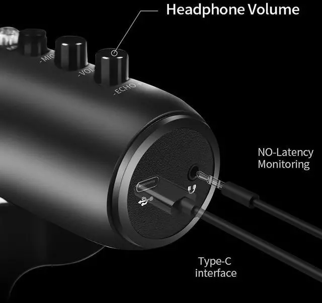 Alt view image 3 of 7 - USB RGB Microphone Condenser Recording Microphone USB LED Lights Noise Cancelling Video Recording Microphone For PC Laptop
