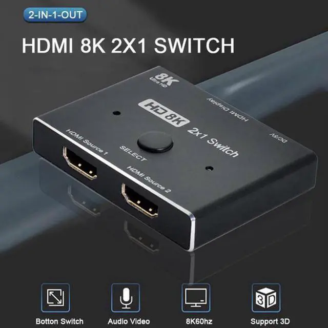 Alt view image 7 of 7 - Aomoproing  8K@60hz HDMI 2.1 Switch 2-IN-1-OUT Hub Support HDCP SST Extended 4K@60hz