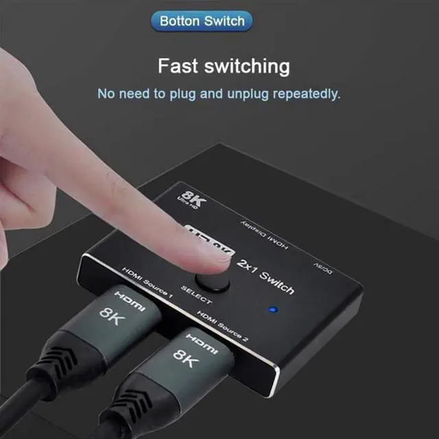 Alt view image 3 of 7 - Aomoproing  8K@60hz HDMI 2.1 Switch 2-IN-1-OUT Hub Support HDCP SST Extended 4K@60hz