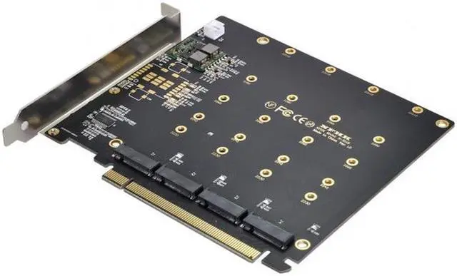 Alt view image 2 of 7 - Aomoproing 4X NVME M.2 AHCI to PCI-E Express 3.0 Gen3 X16 Raid Card with Fan VROC Raid0 Hyper Adapter