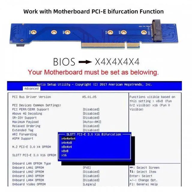Alt view image 6 of 7 - Aomoproing  Low Profile Dual 2x NVME M.2 SSD to PCIE Express Gen4 X8 X16 Raid Card VROC Raid0 Hyper Adapter