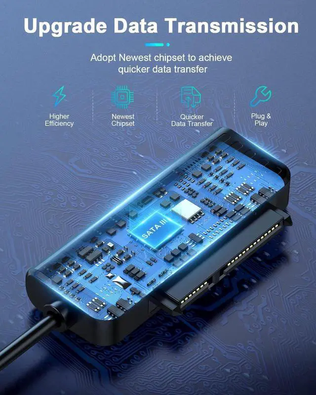 Alt view image 6 of 7 - SATA to USB A Cable, USB 3.0 to SATA III External Hard Drive Adapter for SSD/2.5 1.8 HDD External Converter in Data Transfer, UASP Support (Black)