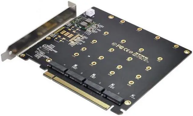 Alt view image 4 of 7 - Aomoproing 4X NVME M.2 AHCI to PCI-E Express 3.0 Gen3 X16 Raid Card with Fan VROC Raid0 Hyper Adapter