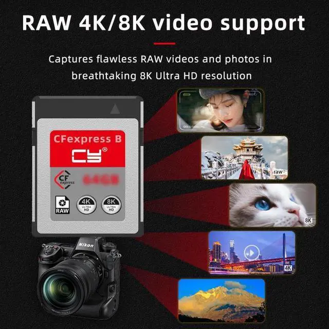 Alt view image 2 of 7 - Aomoproing CFexpress Type-B 64GB Memory Card CFE CFB Adapter Compatible with XS Camera 8K RAW PCIe Expansion