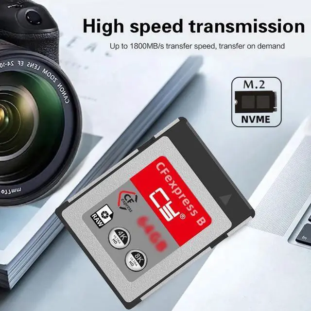 Alt view image 6 of 7 - Aomoproing CFexpress Type-B 64GB Memory Card CFE CFB Adapter Compatible with XS Camera 8K RAW PCIe Expansion