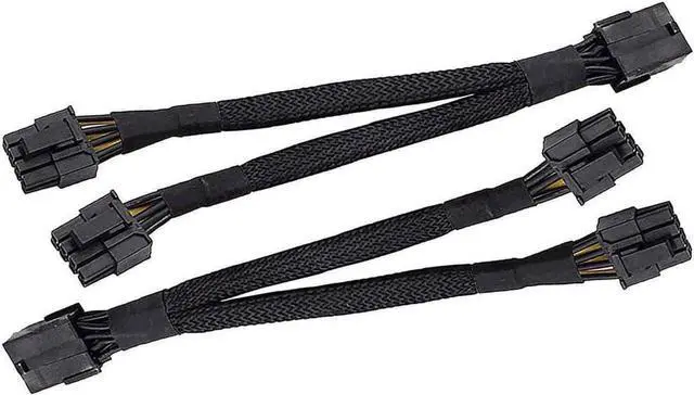 Alt view image 3 of 6 - 2PCS GPU PCIe 8 Pin Female to Dual 2X 8 Pin (6+2) Male PCI Express Power Braided Y-Splitter Extension Cable,20cm