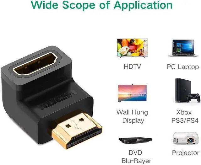 Alt view image 2 of 7 - HDMI Connector Right Angle 90 Degree Male to Female 4K Converter Extender 90 Degree Right Angle for 1080P HDTV PC HDMI Adapter