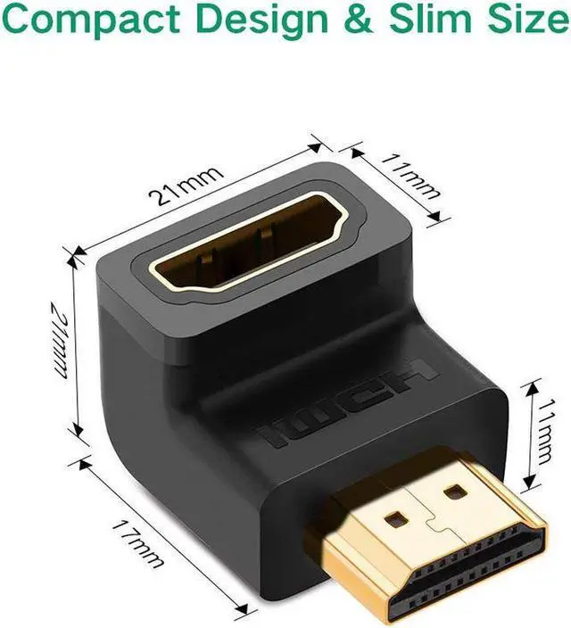 Alt view image 4 of 7 - HDMI Connector Right Angle 90 Degree Male to Female 4K Converter Extender 90 Degree Right Angle for 1080P HDTV PC HDMI Adapter