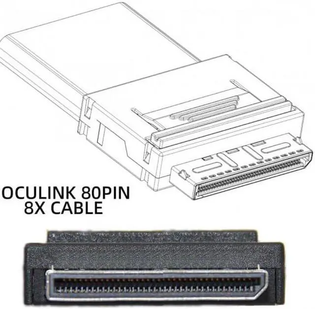 Alt view image 5 of 7 - Aomoproing OCuLink PCIe PCI-Express SFF-8611 8x 8-Lane to Dual SFF-8654 Slimline 4x SSD Data Active Cable 50cm