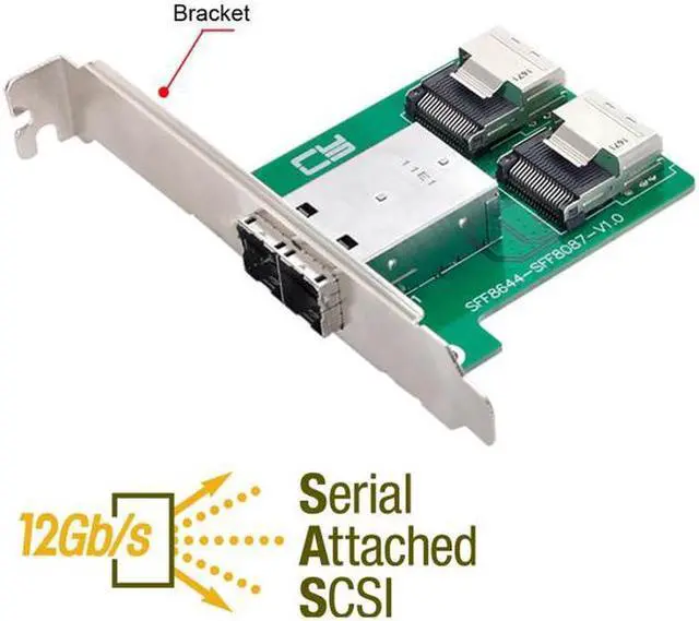 Alt view image 6 of 7 - Aomoproing Dual Ports Mini SAS HD SFF-8644 To Internal Mini SAS SFF-8087 PCBA Female Adapter With Low Profile Bracket