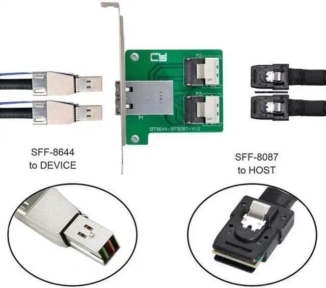 Alt view image 7 of 7 - Aomoproing Dual Ports Mini SAS HD SFF-8644 To Internal Mini SAS SFF-8087 PCBA Female Adapter With Low Profile Bracket