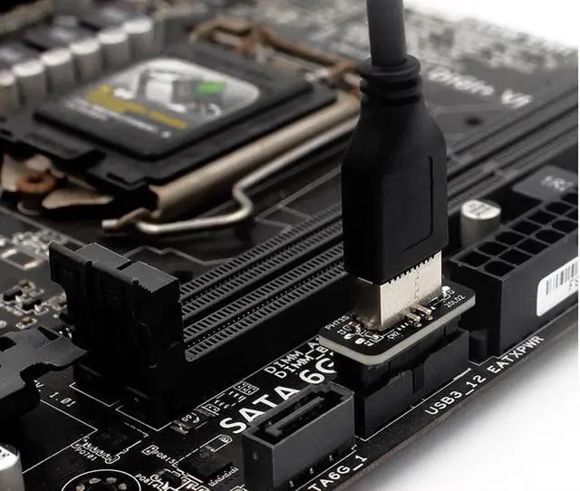 Alt view image 3 of 4 - Motherboard Internal USB 3.0 20Pin/19P Header to Type-E A-Key USB 3.1 20 Pin Adapter for Type C Front Panel Chassis Bracket