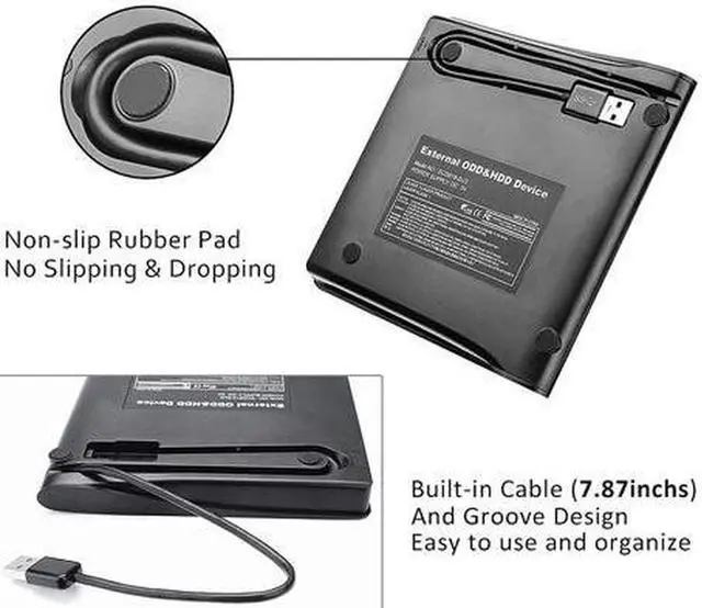 Alt view image 6 of 7 - External CD/DVD Drive USB 3.0 Portable R/W Optical Drive High Speed Data Transfer Slim CD DVD Burner Recorder CD ROM for Laptop/MacBook/Desktop, Black