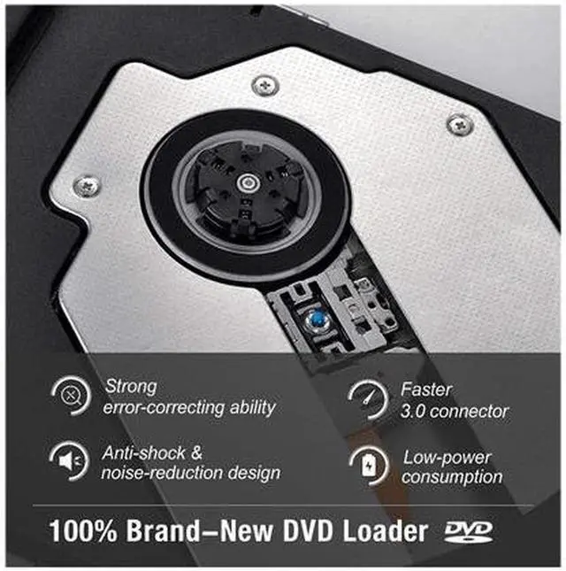 Alt view image 2 of 7 - External CD/DVD Drive USB 3.0 Portable R/W Optical Drive High Speed Data Transfer Slim CD DVD Burner Recorder CD ROM for Laptop/MacBook/Desktop, Black