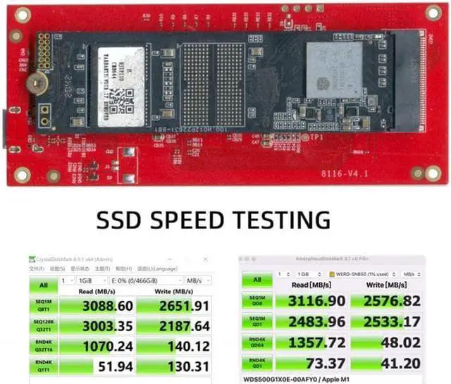 Alt view image 7 of 7 - Aomoproing  Type-C USB4 40Gbps to PCI-E SSD Nvme NGFF M-key Convert Card Cable USB-C 10Gbps JHL7440 JMS583
