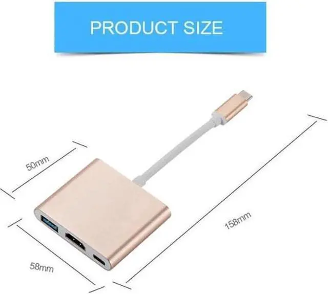 Alt view image 6 of 6 - Usb c HDMI Usbc to Hdmi 3.1 Converter Adapter Typec to hdmi HDMI/USB 3.0/TypeC Adapter Type-C Aluminum For Apple Macbook