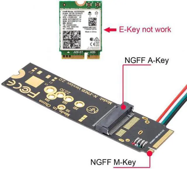 Alt view image 6 of 7 - Aomoproing Wireless NGFF A/E-Key WiFi Card to M.2 NGFF Key-M NVME SSD Adapter for AX200 Wifi 6 Bluetooth 5.1