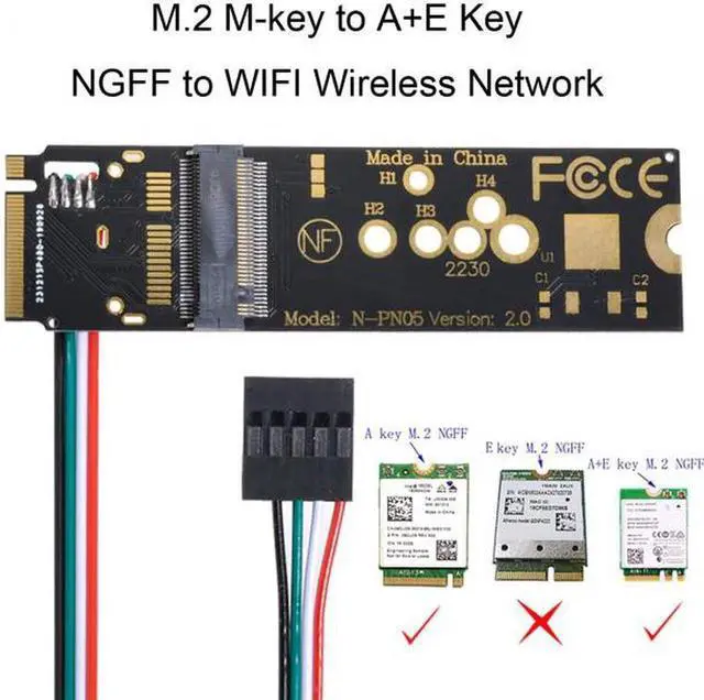 Alt view image 5 of 7 - Aomoproing Wireless NGFF A/E-Key WiFi Card to M.2 NGFF Key-M NVME SSD Adapter for AX200 Wifi 6 Bluetooth 5.1