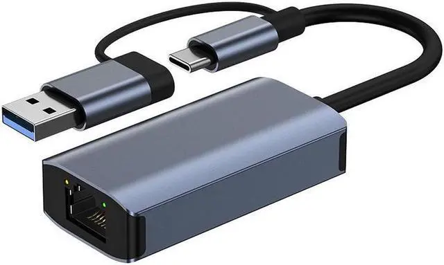 Main image of USB C Ethernet Network Adapter For Macbook Pro Laptop 1000 Mbps USB To RJ45 Dual USB 3.0 Type-C Network Card Lan