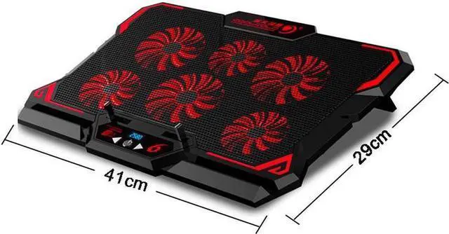 Alt view image 2 of 7 - Gaming Laptop Cooler Notebook Cooling Pad 6 Silent Red LED Fans Powerful Air Flow Portable Adjustable Laptop Stand 2600RPM Laptop Cooling Pad