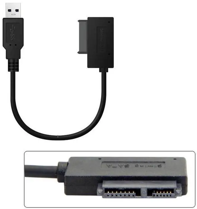 Alt view image 5 of 7 - Aomoproing USB 3.0 to 7+6 13pin Slimline Sata Adapter Cable for Laptop Cd DVD Rom Optical Drive