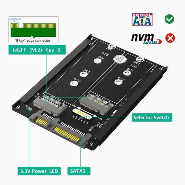 Alt view image 4 of 5 - Dual M.2 to SATA3.0 adapter card M2 NGFF SSD to 6G interface adapter card