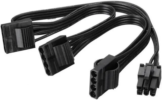 Main image of 6Pin Male 1 to 3 IDE Female Power Supply Splitter Extension Cable for Molex 4Pin Port Multiplier