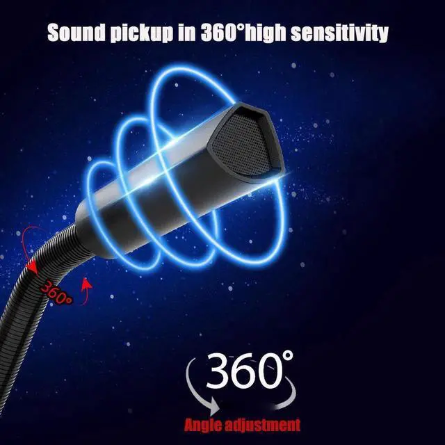 Alt view image 7 of 7 - Desktop Computer Capacitive USB Sound Card RGB Microphone with Noise Reduction 360° Rotate HD Receiver for Gaming Live Video