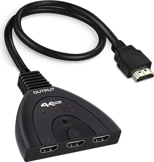 Main image of 4K@60Hz HDMI Switch, 3 Port 4K HDMI Switcher 3x1 Switch HDMI Splitter Pigtail Cable Supports Full HD 4K 1080P 3D Player