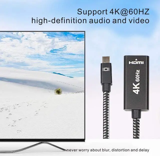 Alt view image 5 of 7 - Active Mini DisplayPort to HDMI Adapter, 4K@60Hz Mini DP(Thunderbolt) to HDMI 2.0 Converter Cable for MacBook Air, iMac, MacBook Pro, Surface Pro 3/4/5,Surface Book(Black)