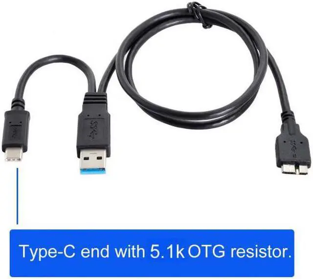 Alt view image 5 of 7 - Aomoproing Combo USB-C USB 3.1 Type-C & USB3.0 Type-A Host to Micro USB 3.0 Target Data Cable for Disk