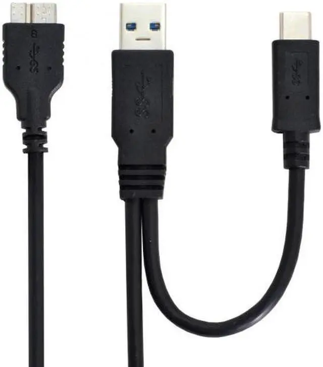 Alt view image 6 of 7 - Aomoproing Combo USB-C USB 3.1 Type-C & USB3.0 Type-A Host to Micro USB 3.0 Target Data Cable for Disk