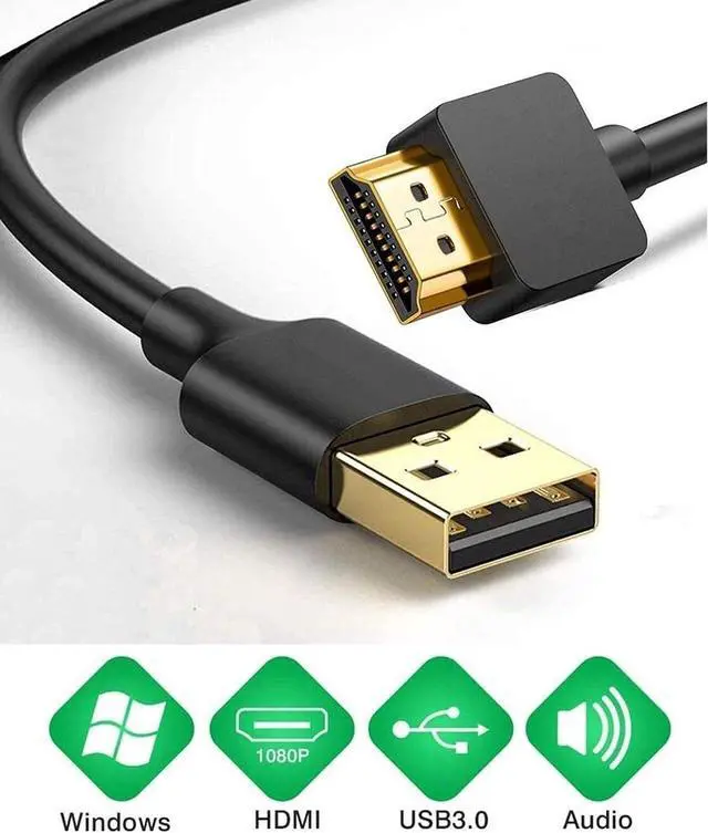 Alt view image 6 of 7 - 6.6FT USB to HDMI Adapter Cable for Mac OS Windows 10/8/7/Vista/XP, USB 3.0 to HDMI Male HD 1080P Monitor Display Audio Video Converter Cord
