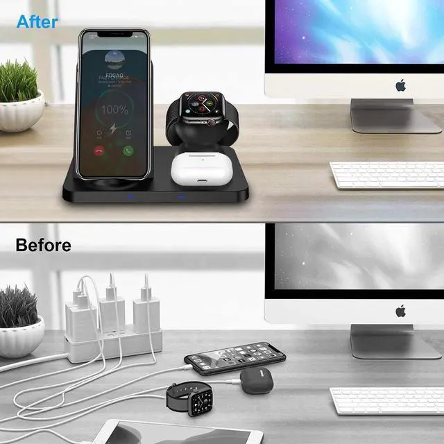 Alt view image 2 of 7 - 3 in 1 Wireless Charger for Apple Watch 6 5 4 3 2 AirPods Pro 15W Qi Fast Wireless Charging Dock Station For iPhone 12 11 XS XR X 8
