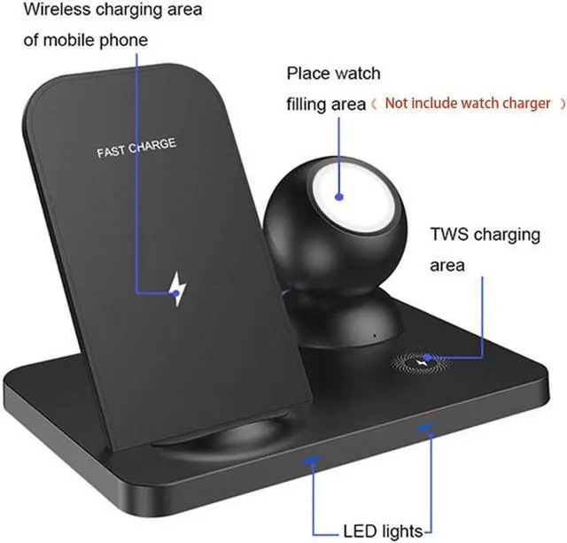 Alt view image 7 of 7 - 3 in 1 Wireless Charger for Apple Watch 6 5 4 3 2 AirPods Pro 15W Qi Fast Wireless Charging Dock Station For iPhone 12 11 XS XR X 8